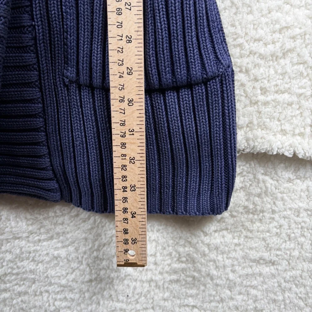Free People Ryanne Long Haul Chunky Knit Cardigan Blue Ribbed Belt Heavy Boho L